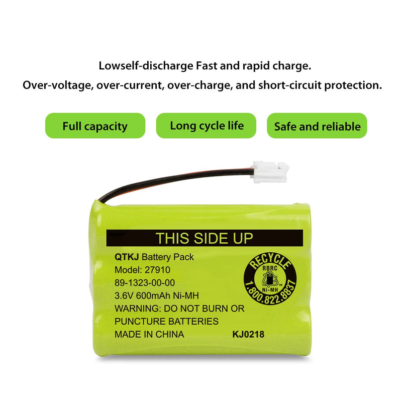[Australia - AusPower] - QTKJ Cordless Phone Battery for Motorola SD-7501 MD7161 AT&T 27910 89-1323-00-00 E1112 E2801 TL72108 Vtech I6725 RadioShack 23-959 (2-Pack) 2 Pack 27910 Batteries 
