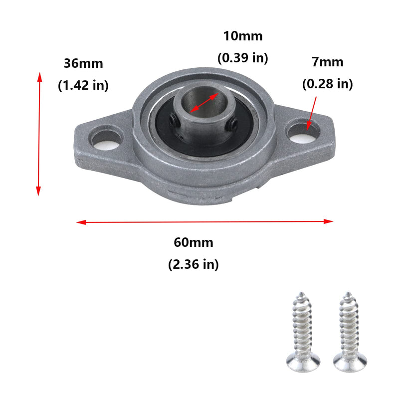 [Australia - AusPower] - Antrader Pillow Block Bearing 10mm Bore Diameter Zinc Alloy Bearing Housing KFL000 Flange Bearing Pack of 4 KFL 