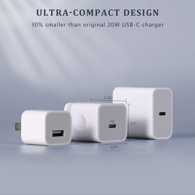 [Australia - AusPower] - iPhone 13 12 Fast Charger [Apple MFi Certified], WHIRELEAST 20W PD USB C Wall Charger Block with 10 FT Long Braided USB C to Lightning Cable Compatible with iPhone 13/Mini/Pro Max/12/11/XS/XR/X, iPad 