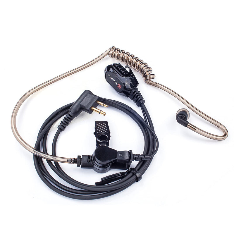 [Australia - AusPower] - Covert Acoustic Tube Earpiece with Mic for Baofeng UV-5R Walkie Talkies, Surveillance Headset and PTT Compatible with 2 Way Radios Brands Baofeng and Kenwood, Puxing, Wouxun (2 Pcs-Black) Black 