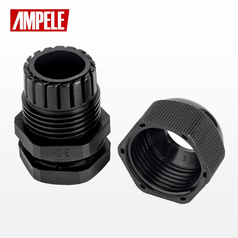 [Australia - AusPower] - AMPELE 20 Pack 1/2'' NPT Cable Gland Waterproof Adjustable 6-12mm/0.24-0.47inch Nylon Cable Glands Joints with Gaskets (1/2", 20 Pack) 1/2'' (20-Pack) 