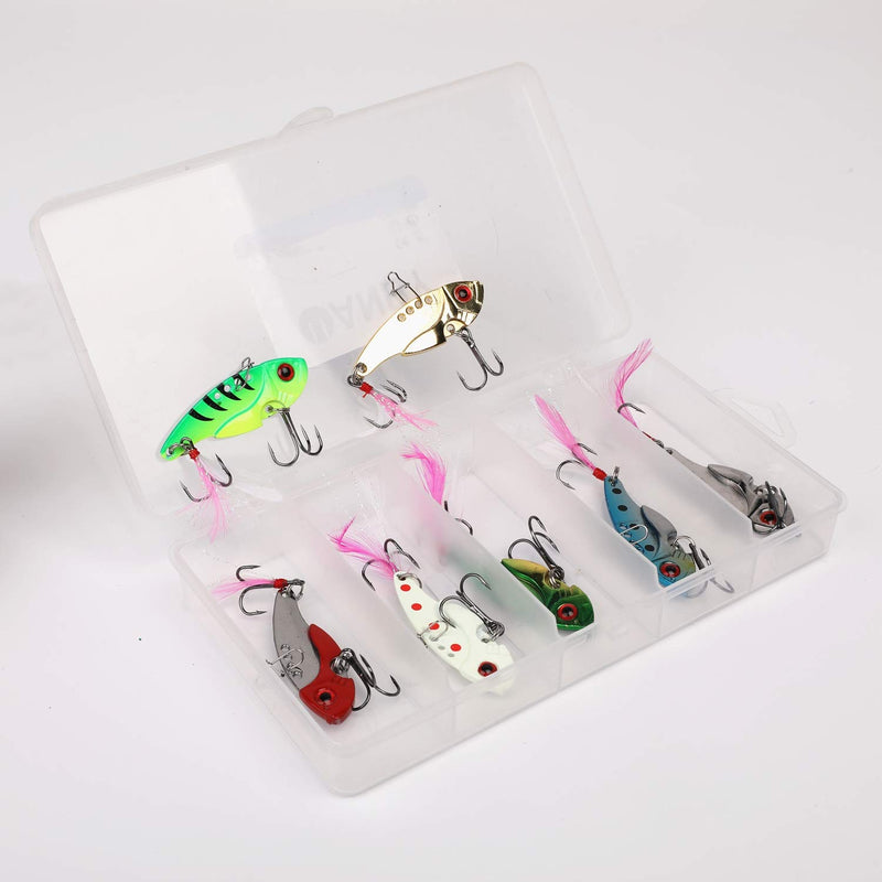 [Australia - AusPower] - WANBY Proven Explosive Color Special Spinner Spoon Swimbait Vibrating Jigging Freshwater Saltwater Fishing Lures with Hook Fishing Tackle for Trout Bass Salmon 7pcs 