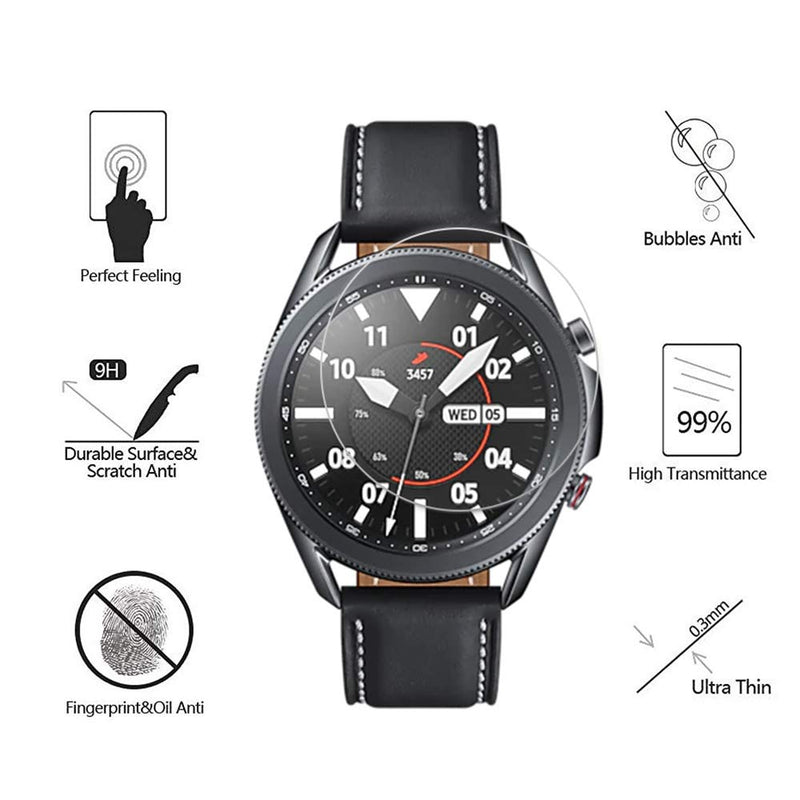 [Australia - AusPower] - 【3Pack】 For Samsung Galaxy Watch 3 (45mm) Glass Screen Protector, Full Around Cover for Galaxy Watch 3 45mm Smart Watch, Hardness HD Clear Shell Film 【More durable than ordinary membranes】 