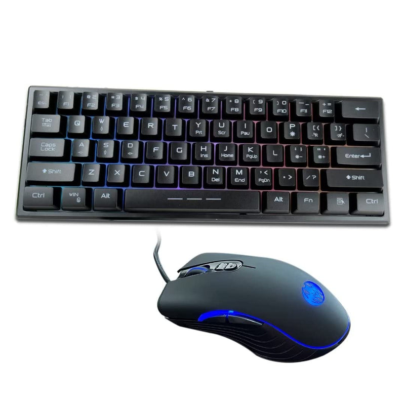 [Australia - AusPower] - 61 Keys RGB Backlit 60% Wired Gaming Keyboard and Mouse Combo, Quiet Ergonomic Waterproof Mini Compact 60 Percent Keyboard, for PC Mac PS4 Xbox Gamer, Typist, Travel 
