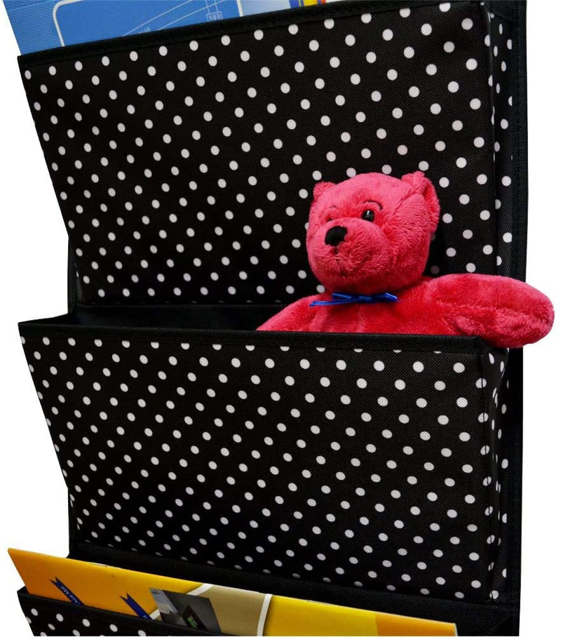 [Australia - AusPower] - VNOM Fabric Over Door Document Organizer Hanging Wall File Organizer Wall Mounted Folder Storage Holder for Office Classroom Home,4 Large Cascading Pockets,2 Over Door Hooks Included,Black Polka Dot 