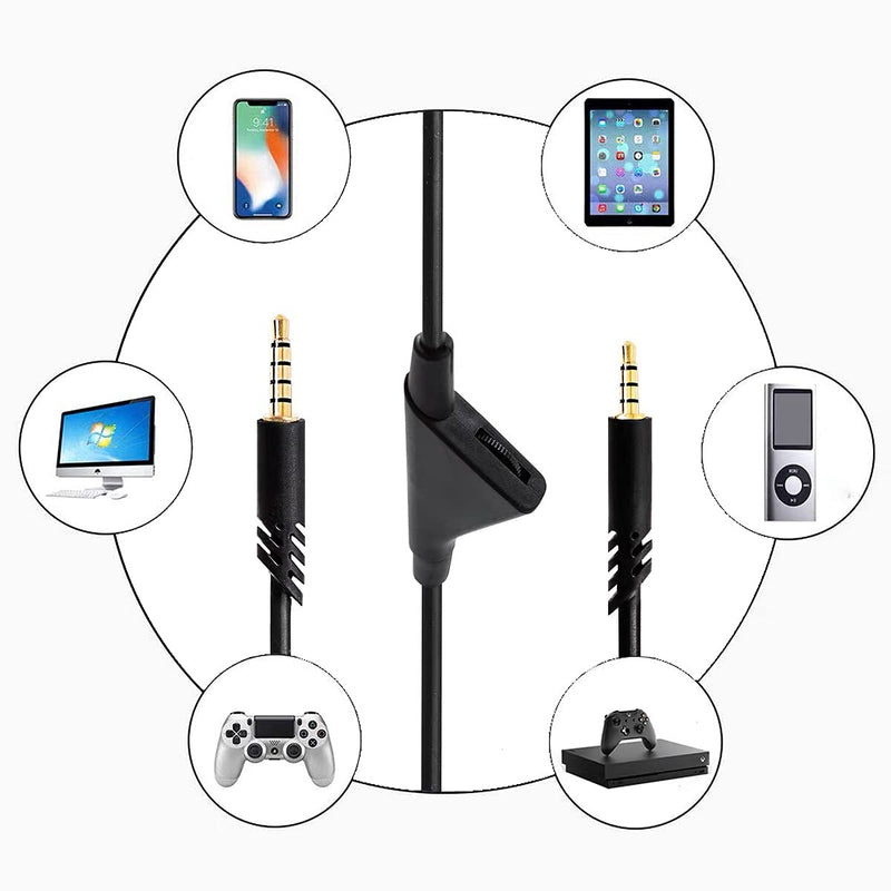 [Australia - AusPower] - Replacement Cable Cord for Astro A40/A40TR/A10 Gaming Headsets, Aux Wire with Volume Control 2.0 M 6.5 Feet Compatible with Xbox one PC Ps4 etc (Black) Black 