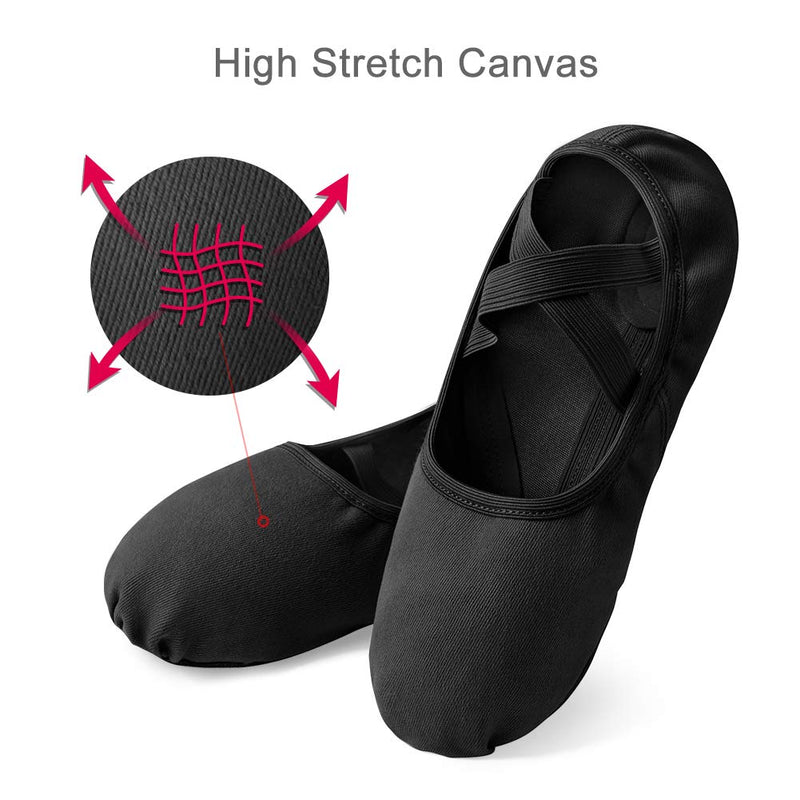 [Australia - AusPower] - Stelle Women's Ballet Shoes Stretch Canvas Dance Slippers Split Sole for Girls/Adult 8 Black 