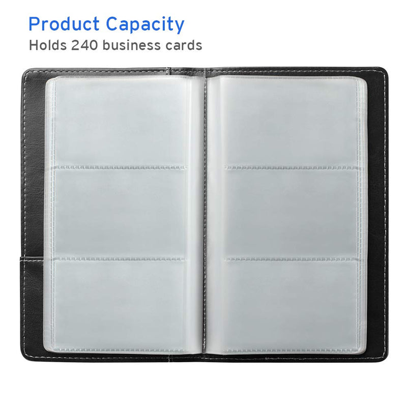 [Australia - AusPower] - Sooez Leather Business Card Book Holder, Professional Business Cards Book Organizer PU Name Card Credit Cards Book Holder Booklet (Black) Black 