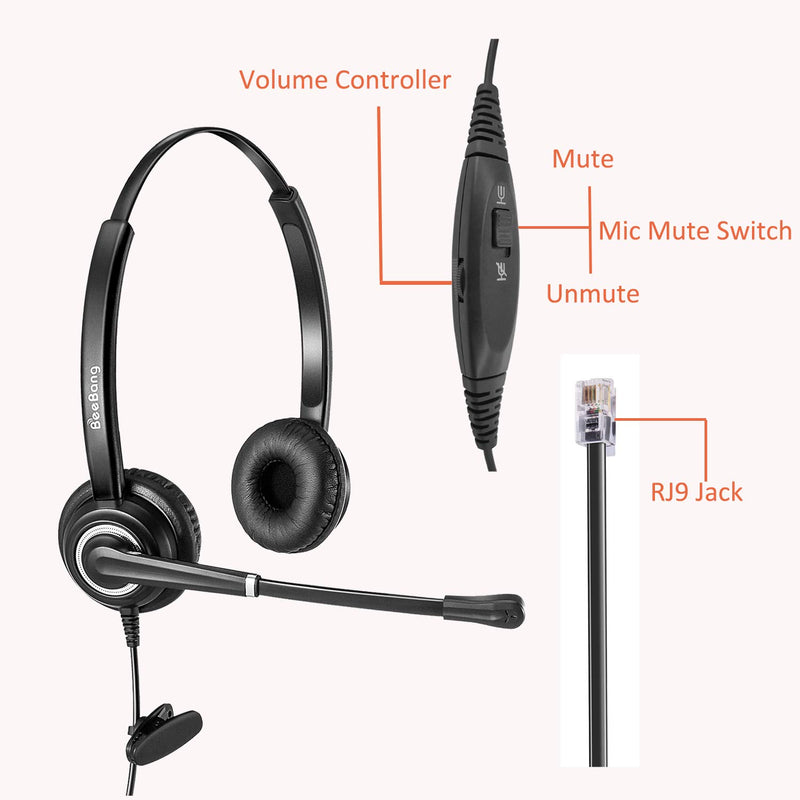 [Australia - AusPower] - Phone Headset with Microphone Noise Canceling, Call Center Office Headset RJ9 Jack with Mic Mute & Volume Control for Cisco Landline 6941 7841 7941 7942 7945 7960 7961 7962 7965 8845 8945 Binaural B612D 