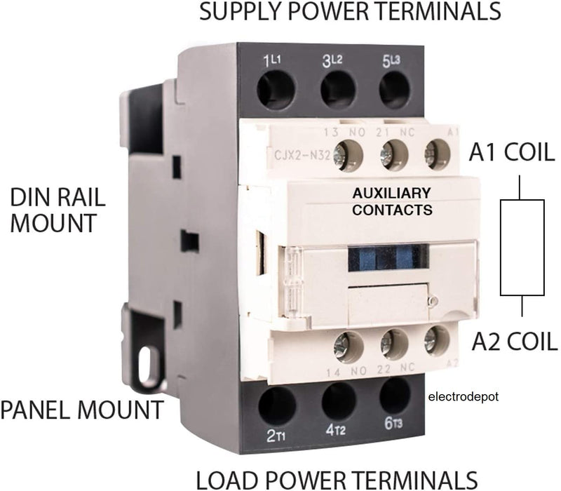 [Australia - AusPower] - 30A Contactor 3 Pole, 110/120V Coil, Motor Load 32A, Lighting 40A, 50A, 600V IEC DIN 