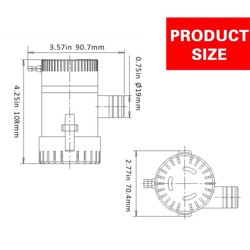 [Australia - AusPower] - Jamgoer Marine DC Submersible Boat Bilge Water Pump 750 GPH 12V Cruise Ship Yacht Drainage Pump 3/4 inch Hose Outlet for RV Caravan Marine Yacht… 