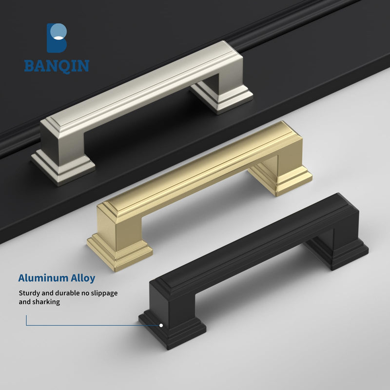[Australia - AusPower] - Banqin 10 Pack Brushed Brass Cabinet Pulls 3inch Kitchen Cabinet Handles Gold Handles for Cabinets Gold Kitchen Hardware Dresser Pulls 3in Hole Centers 