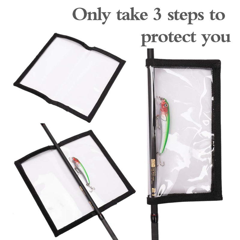 [Australia - AusPower] - HomDeak Fishing Lure Wraps 10 Packs Durable Clear PVC Lure Covers Keeps Fishing Safe Easily See Lures Fishing Hook Covers Bait Storage 5 Large 4.3" W x 7.9" L + 5 Medium 3.9" W x 7.1" L 