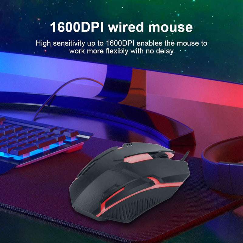 [Australia - AusPower] - MS11 Wired Mouse 1600DPI Wired Game Mouse Backlight USB Mouse Ergonomic Gaming Notebook Office Gamer Mouse Mice 4 Buttons +1 Wheel for Notebook, PC, Laptop, Computer 