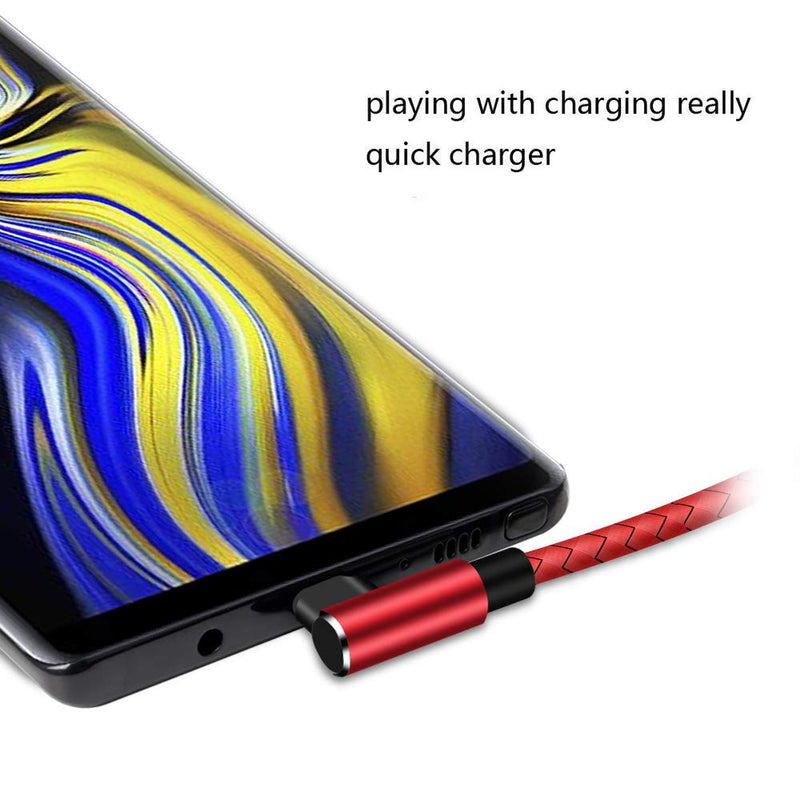 [Australia - AusPower] - [3 Pack] Galaxy S21 Charger YWXTW Type C USB Cable 10FT [Case Friendly] 90 Degree Durable Fast Charging Cable for Galaxy S21 Ultra S20 FE A52 A72 A51 A71 A11, Note 20 Ultra, LG Velvet/Wing (Red 10FT) 