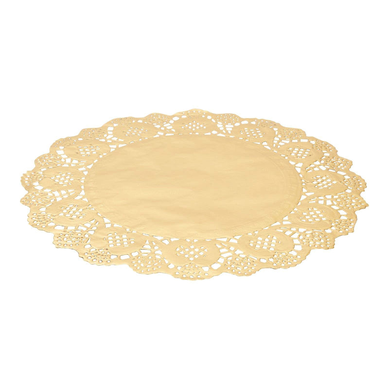 [Australia - AusPower] - 60 Pack Round Gold Paper Doilies, Lace Placemats for Cakes, Desserts, and Baked Treats (12 Inches) 