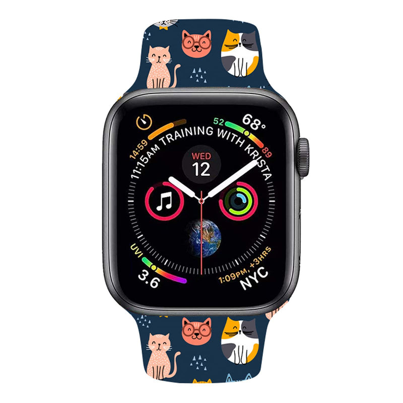 [Australia - AusPower] - Cute Funny Cat Pattern Watch Band Compatible with Apple Watch 38mm 40mm 42mm 44mm Adjustable Wristbands Cat Print Silicone Smartwatch Strap for IWatch Series 7 6 5 4 3 2 1 white-style 3 42mm/44mm/45mm 