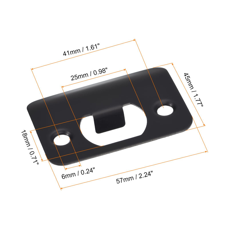 [Australia - AusPower] - uxcell Door Strike Plate, 2Pcs 57mm x 45mm 201 Stainless Steel Latch Deadbolt Strike Plate for Door Frame Door Jamb, Black 