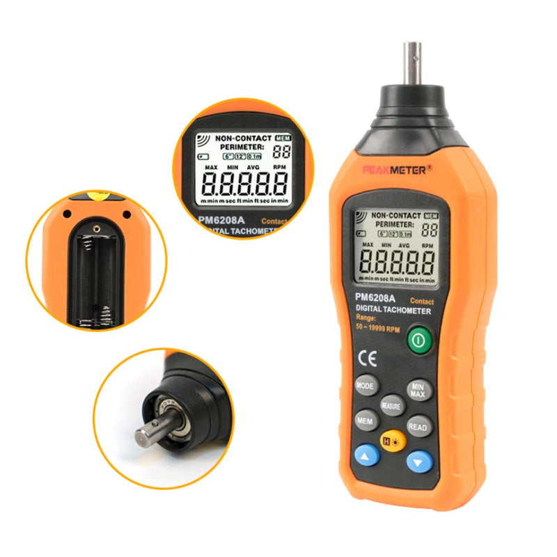 [Australia - AusPower] - RICH Digital Tachometer Tester,Speed Gauge Tester Handheld Mini 50RPM-19999RPM Meter Motor Speed Gauge,100 Groups,193 x 60 x 29 mm 193 x 60 x 29 mm 