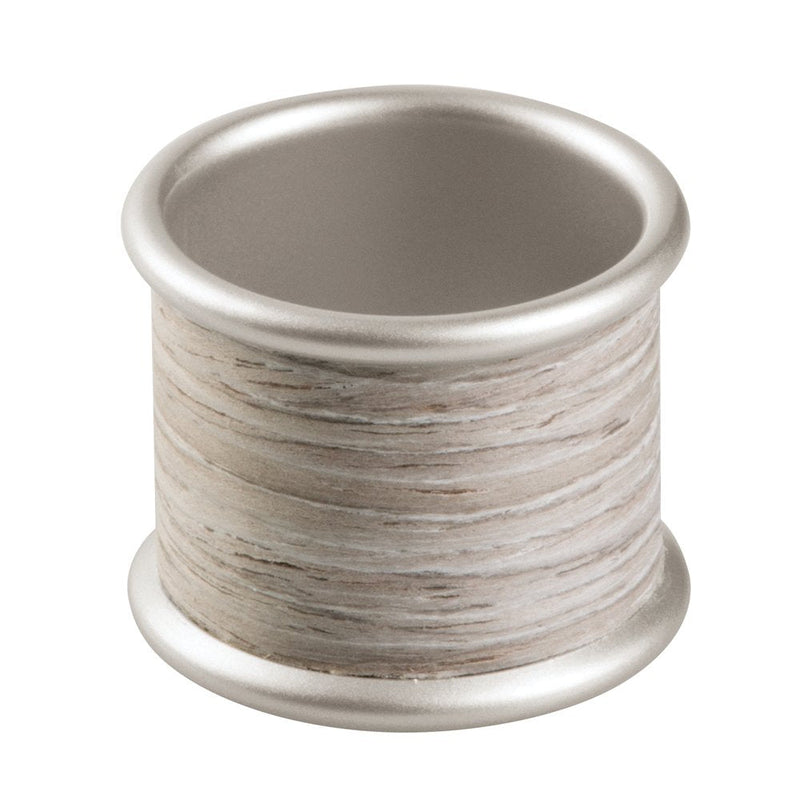 [Australia - AusPower] - mDesign Round Modern Rustic Metal Napkin Rings for Home, Kitchen, Dining Room, Dinner Parties, Luncheons, Picnics, Weddings, Buffet Table - 12 Pack - Satin/Gray Wood Finish 