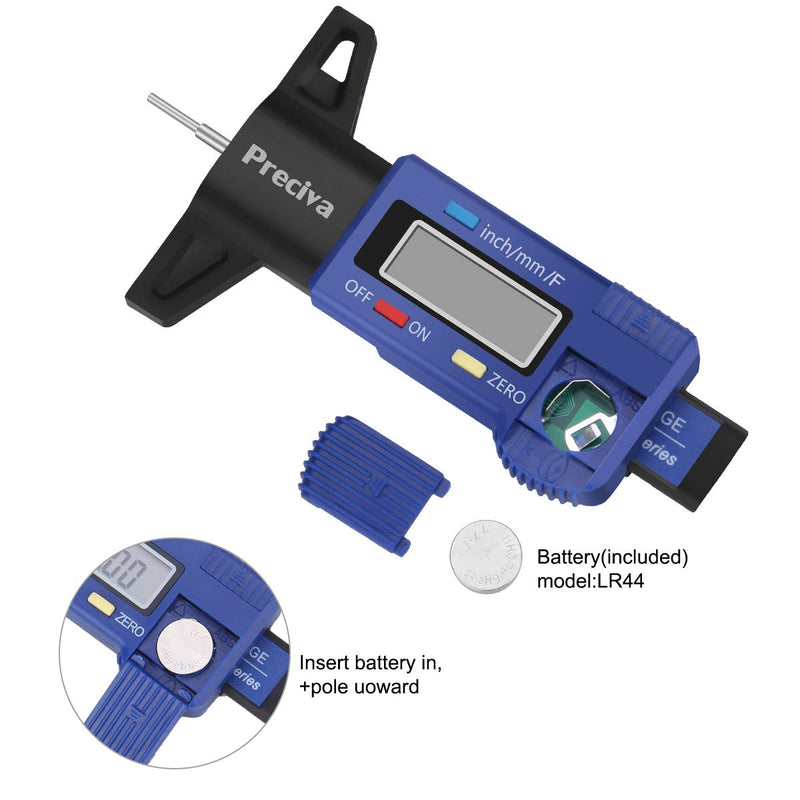 [Australia - AusPower] - Preciva Tire Tread Depth Gauge, Digital Tire Gauge Meter Tester with Large LCD Screen of F/mm/inch Conversion for Cars Trucks and SUV 