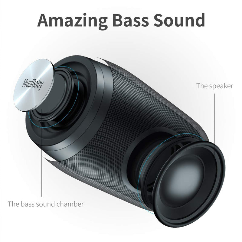 [Australia - AusPower] - Bluetooth Speaker,MusiBaby Speakers,Outdoor, Portable,Waterproof,Wireless Speaker,Dual Pairing, Bluetooth 5.0,Loud Stereo,Booming Bass,1500 Mins Playtime for Home,Party (Black, M68) 