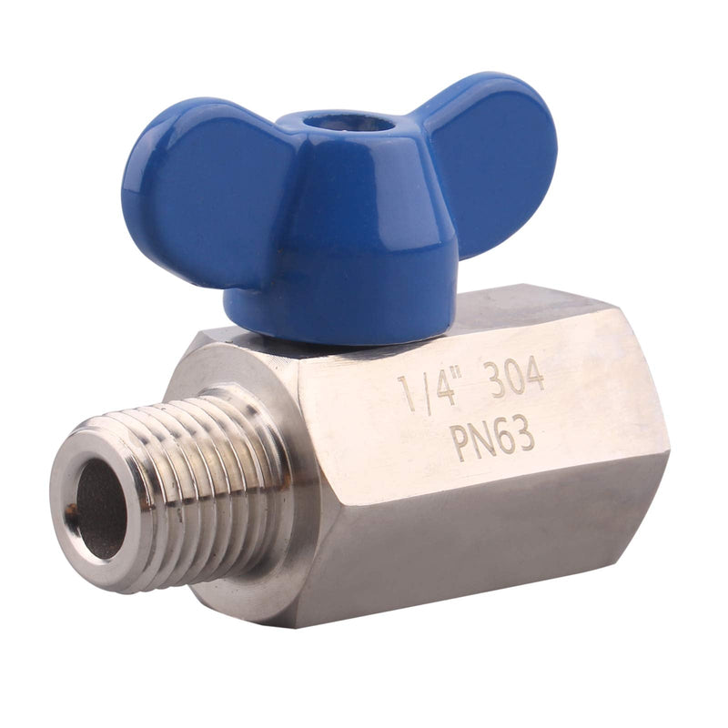 [Australia - AusPower] - DERNORD Stainless Steel Mini Ball Valve NPT Thread (1/4" Female&Male) 1/4 Inch Pack of 1 