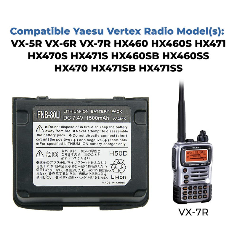 [Australia - AusPower] - Two Way Radio Battery for Yaesu Vertex VX-7R VX-6R VX-5R Radio,FNB-80Li FNB-58Li Replacement Battery for Walkie Talkies 