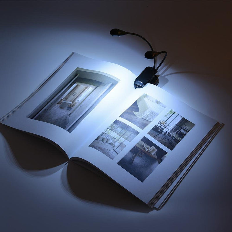 [Australia - AusPower] - Clip on Reading Light, Mini Double Adjustable Arms Light Clip On Music Stand Book Reading LED Lamp Rechargeable Flexible Eye-Care LED Book Light Perfect Replacement for Bookworms(8 Lights) 8 lights 