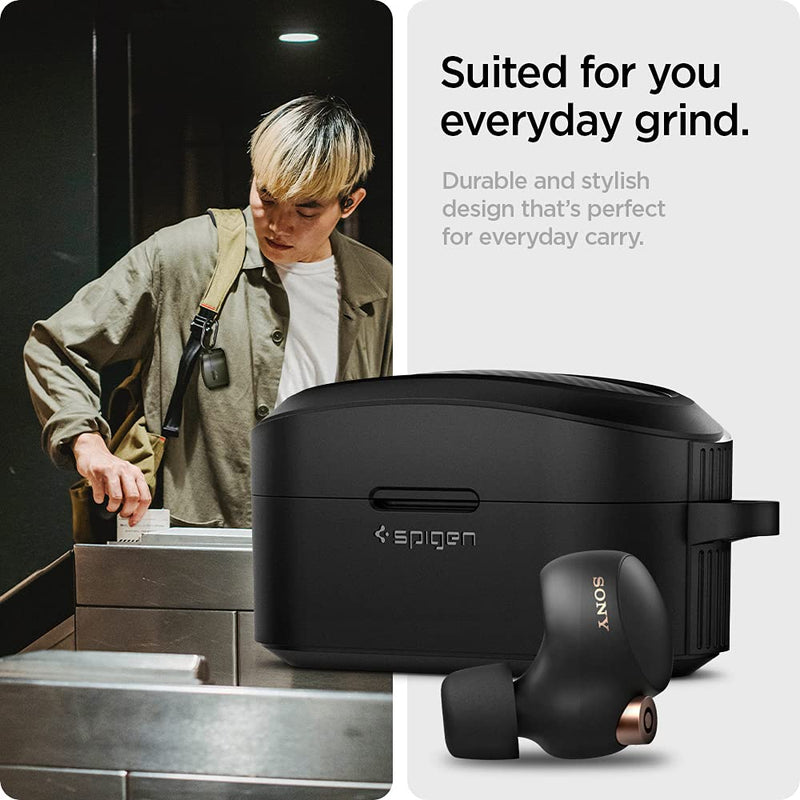 [Australia - AusPower] - Spigen Rugged Armor Designed for Sony WF-1000XM4 Case Cover (2021) - Matte Black 