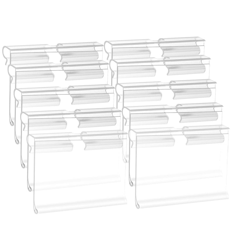[Australia - AusPower] - 50 Pack Reusable Plastic Wire Shelf Label Holder, For Pantry Retail Merchandise Shopping Mall Store Shop Supermarket UPC Price Card Sign and Ticket Display Holder, Clip-On Design. 6cm X 4cm By NuBliss 