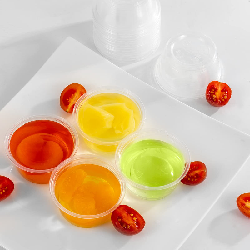 [Australia - AusPower] - Jello Shot Cups 2oz-200 Sets,Condiment Containers with Leak-Proof Lids, Disposable Plastic Cups with Lids for Sauces, Souffle, Food Samples, Pills and More. 