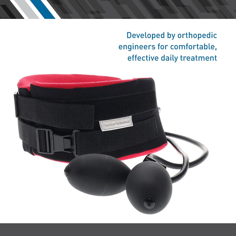 [Australia - AusPower] - Body Sport TracCollar - Inflatable Neck Traction Device - Cervical Collar for Neck Pain Relief - 2 Hand Pumps for Customizable Treatment - Release Pressure for Neck Pain Relief - Small/Medium Small/Medium (Pack of 1) 