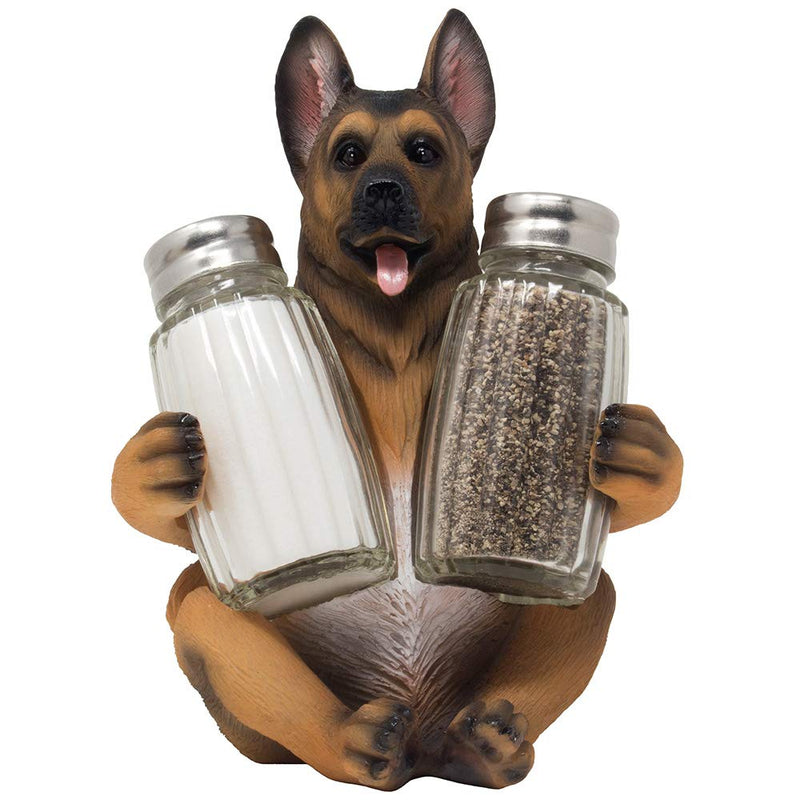 [Australia - AusPower] - German Shepherd Police Dog Salt and Pepper Shaker Set with Decorative Display Stand Holder Canine Figurine for Kitchen Decor Table Centerpieces As K-9 Gifts for Policemen by Home-n-Gifts 