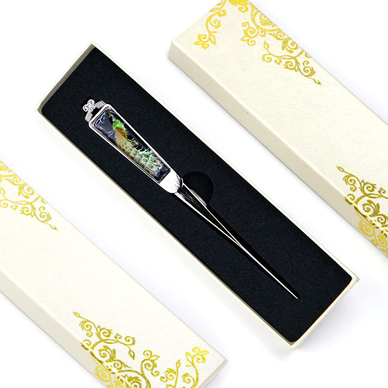 [Australia - AusPower] - Envelope Opener Cutter Knife – 168mm Decorative Letter Opener for Envelopes, Boxes, Packages – Premium Rustproof Iron Letter Opener for Everybody – Anti-Fingerprint Treatment (Peacock) Peacock 