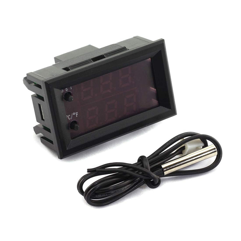 [Australia - AusPower] - DZS Elec Temperature Controller -50 to 110 Celsius (-58 to 230 F) DC 12V Programmable Heating/Cooling Thermostat Control Switch Module NTC Waterproof Sensor Probe Dual Color LED Display Monitor 