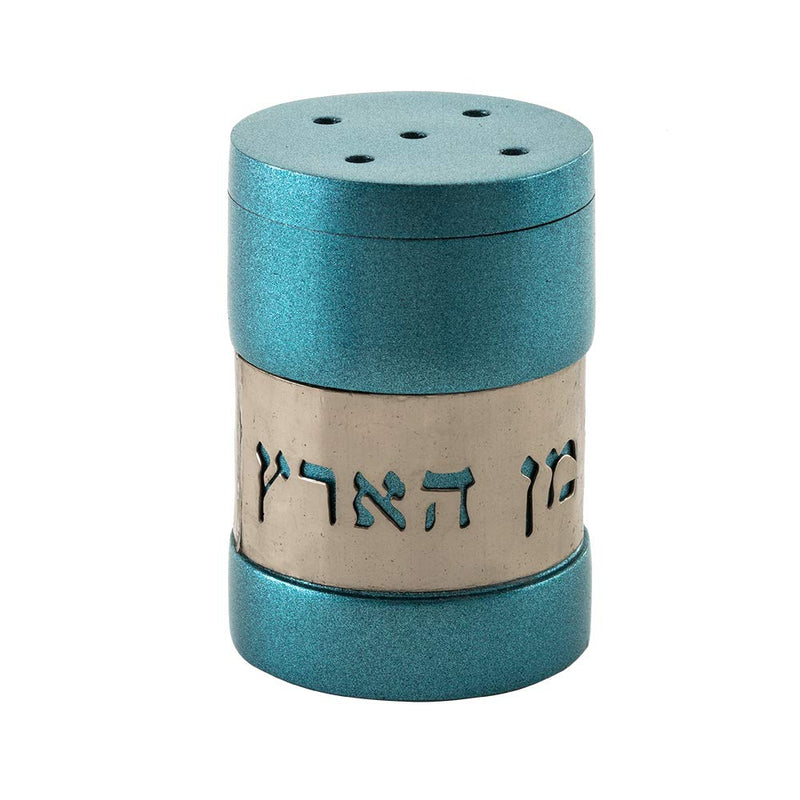 [Australia - AusPower] - Yair Emanuel "Hamotzi Lechem" Salt Shaker Anodized Aluminum Holy Land Judaica Gift (Turquoise SAG-6) Turquoise SAG-6 
