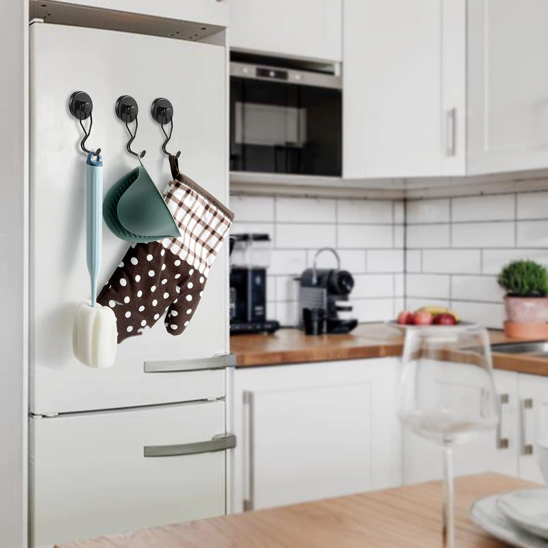 [Australia - AusPower] - Magnetic Hooks,Tohoer Heavy Duty Neodymium Magnet Hook 75LBS with Rust Proof for Indoor Outdoor Hanging,Refrigerator,Grill,Kitchen,Key Holder,Black,Pack of 3 3PCK 