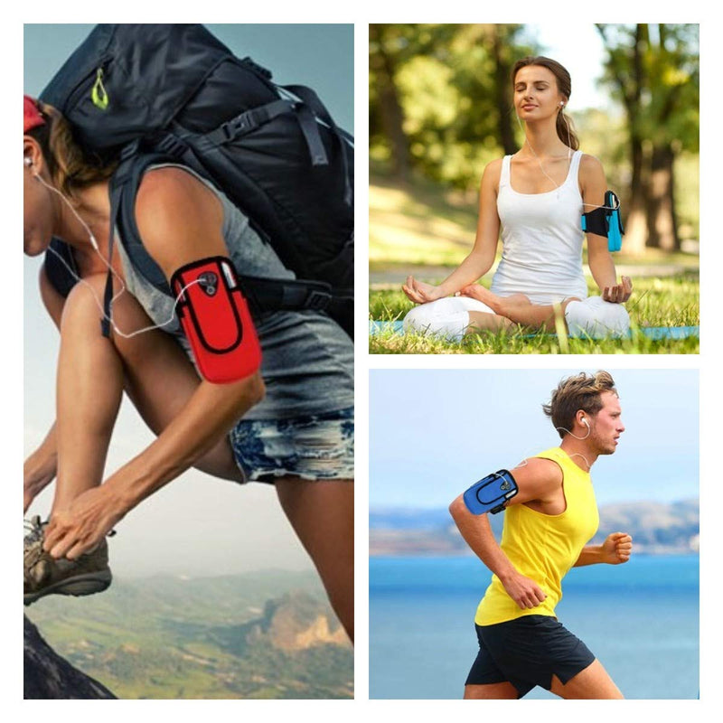 [Australia - AusPower] - Universal Running Armband, Arm Cell Phone Holder Sports Armband for Running, Fitness and Gym Workouts, Compatible with iPhone X/8/7/6/Plus, Samsung Galaxy S9/S8/S7/S6/Edge/Plus & LG, Red 