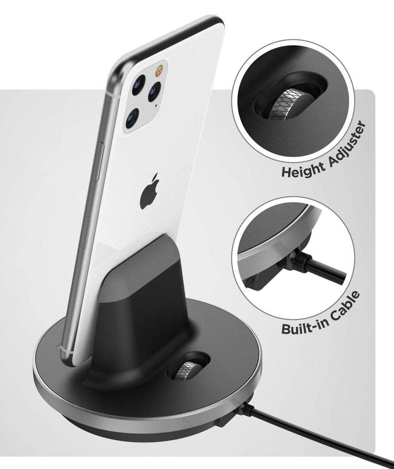 [Australia - AusPower] - GALVANOX iPhone Charger Stand (MFi Certified) Fast Charging Lightning Desktop Holder Dock with Built-in USB C Cable and USB-C 20W Power Adapter for Apple iPhone 8/8 Plus/X/Xs Max/XR/11/12/13 Pro Max 
