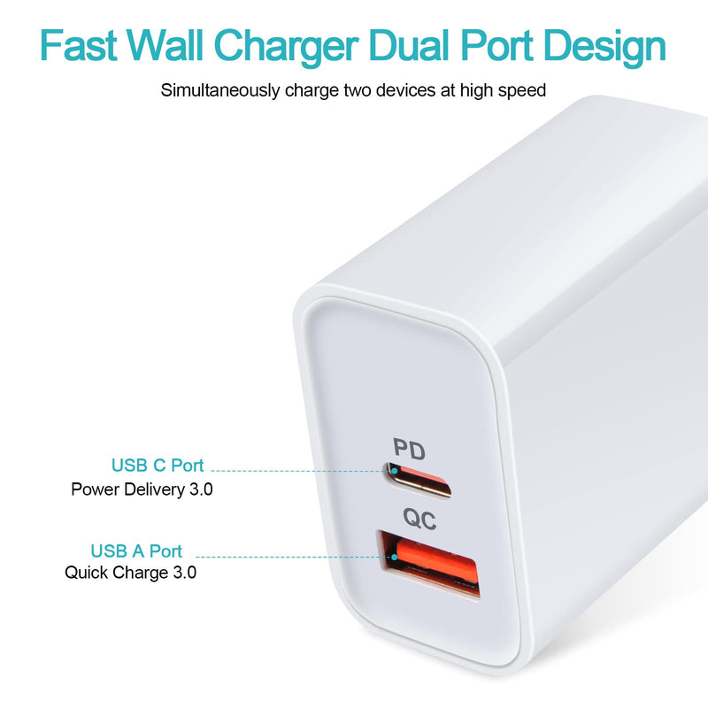 [Australia - AusPower] - USB C Charger, 3-Pack 20W PD Dual Port Type C Fast Charger Block USB C Wall Charger Adapter Plug for iPhone 13 Pro Max 13 12/11/Pro/Max XS 13/12Mini 12SE, Samsung S20 S10, Pixel 6 Pro 6 5 4 4a 3a XL 