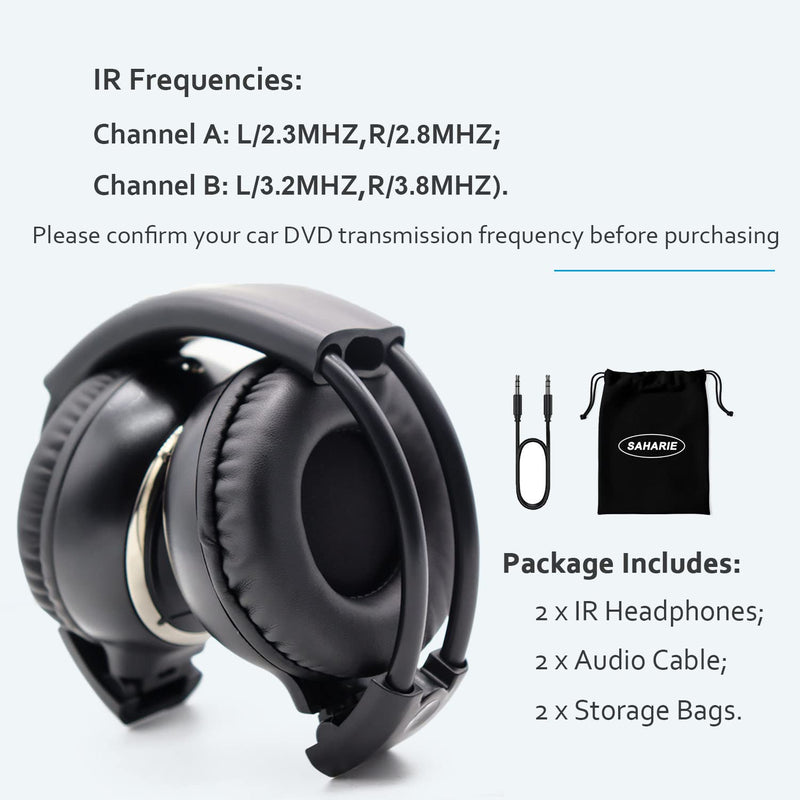 [Australia - AusPower] - 2 Pack of Infrared Headphones for Car DVD Kids,Foldable 2 Channel IR Headphones,Car DVD Headphones Wireless for Universal Entertainment System 