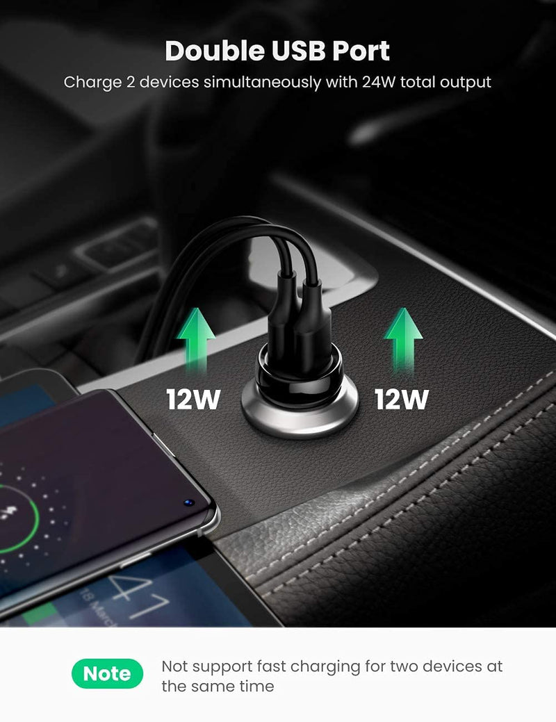 [Australia - AusPower] - UGREEN Car Charger Adapter, QC 3.0 Mini Car Charger Compatible for iPhone 13/12/11/SE/XS/XR/8, iPad Pro/iPad Air/iPad Mini, Galaxy S21/S20/S10, Pixel 5/5a/4/4a/3 