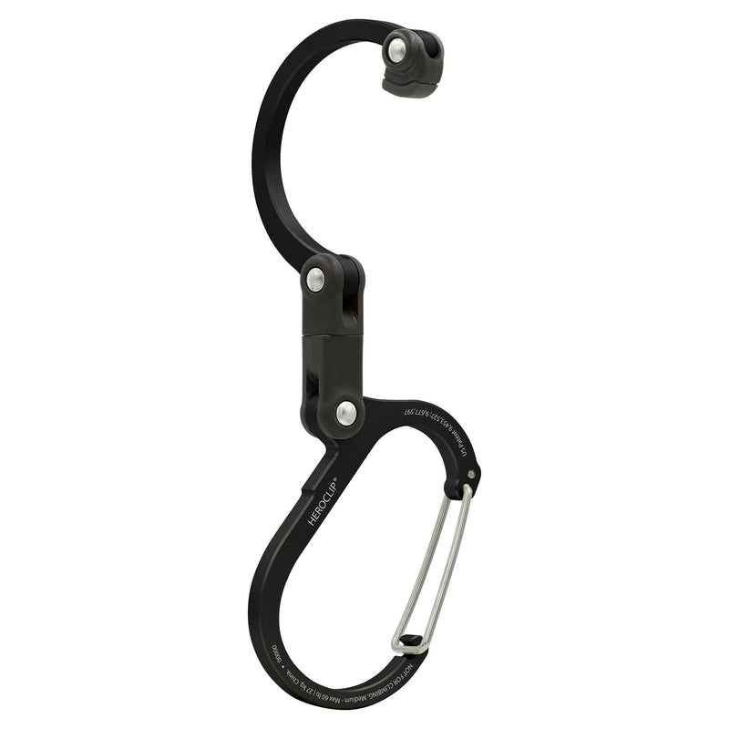 [Australia - AusPower] - HEROCLIP Carabiner Clip and Hook (Medium) for Camping, Backpack, and Garage Medium Black 