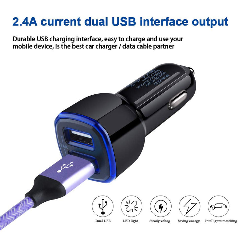 [Australia - AusPower] - Dual USB Car Charger Adapter, Wall Charger with Type C Cable Compatible with Samsung Galaxy A22 A12 A11 A20 A21S A51 A71 A02S S20+ S21 A32 A52 A72 A42 Tab A7 Lite S10 S9 A20 A50 A10e Note 21 20 Ultra 