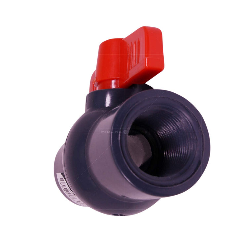 [Australia - AusPower] - Midline Valve PVC Ball Valve with Pink T-Handle for Potable Water Use 1-1/2'' FIP Grey Plastic (492U112) 1-1/2 in. 