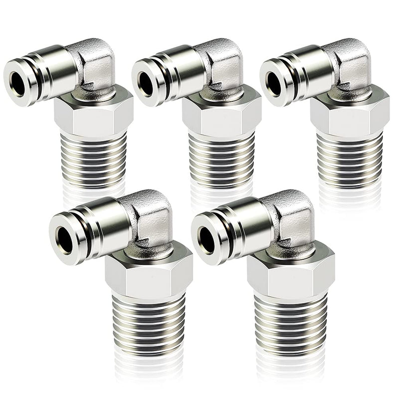 [Australia - AusPower] - TAILONZ PNEUMATIC 304 Stainless Steel Male Elbow - 1/4 Inch Tube OD x 1/4 Inch NPT Thread Push to Connect Tube Fitting PL-1/4-N2 (Pack of 5) 1/4''OD 1/4''NPT 