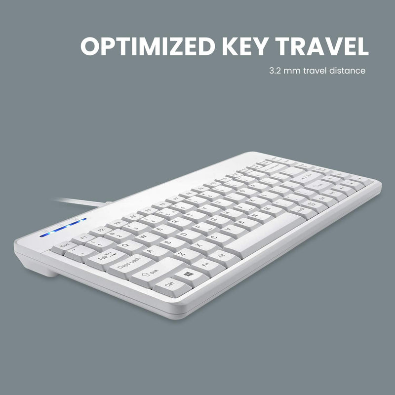 [Australia - AusPower] - Perixx PERIBOARD-409WU US, Wired USB Mini Keyboard - White - US English 
