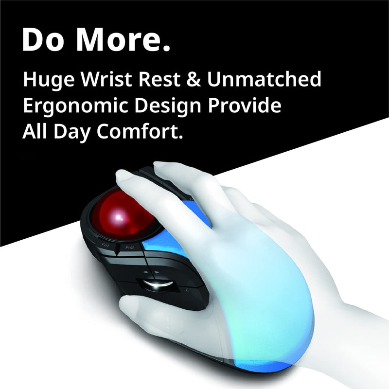 [Australia - AusPower] - ELECOM HUGE Trackball Mouse, 2.4GHz Wireless, Finger Control, 8-Button Function, Precision Optical Gaming Sensor, Palm Rest Attached, Smooth Red Ball, Windows11, macOS (M-HT1DRBK) Wireless Trackball Mouse 