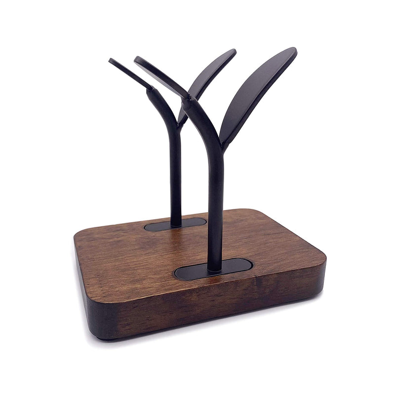 [Australia - AusPower] - Leaf Napkin Holder, Wooden Napkin Holder for Tables, Freestanding Tissue Dispenser for Kitchen Countertop, Dining, Picnic Table, Indoor & Outdoor Use, Home Decor, Modern, Sturdy, Easy Assembly, Black 